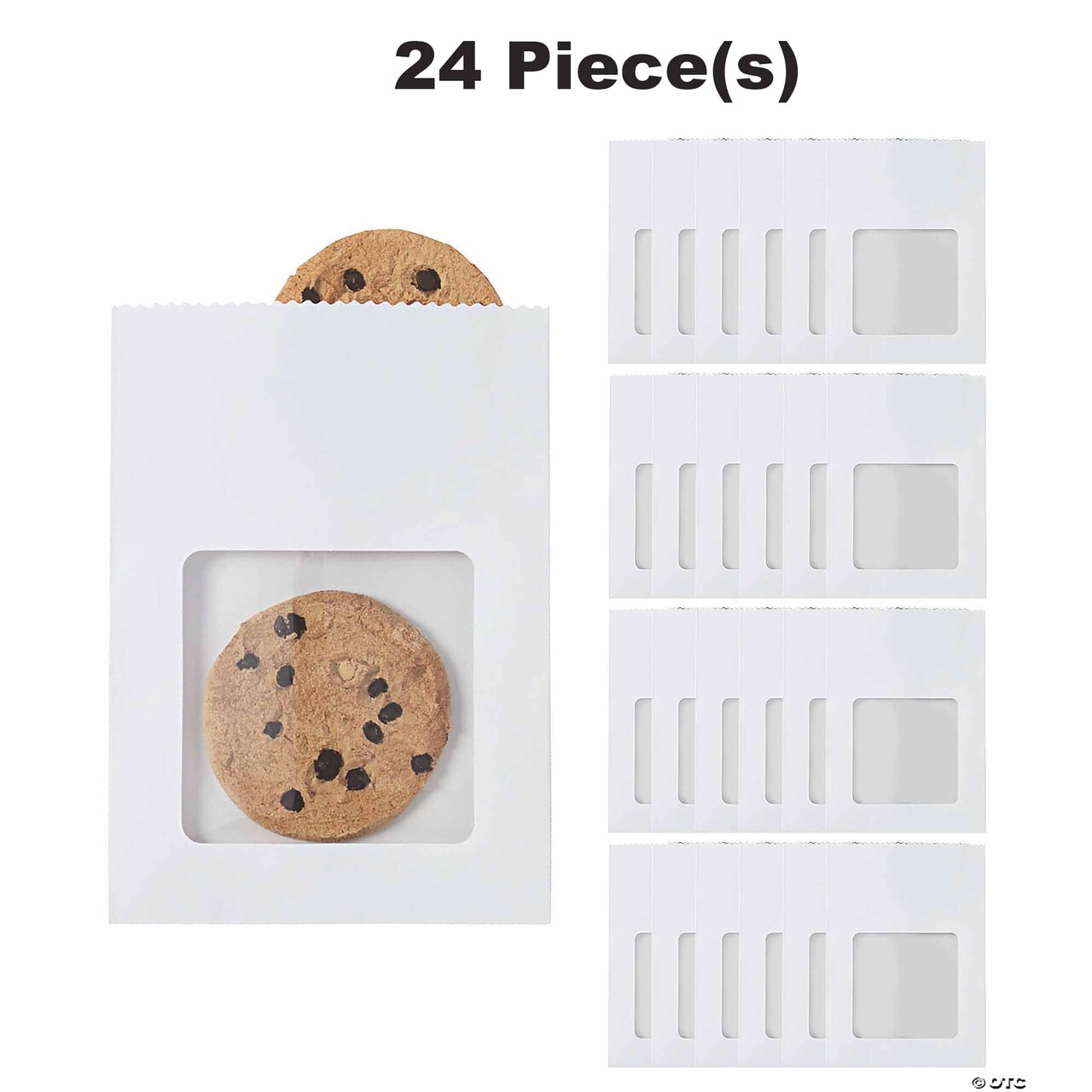 White Paper Treat Bags with Cellophane Window 5 3/4" x 8" - 24 Pc